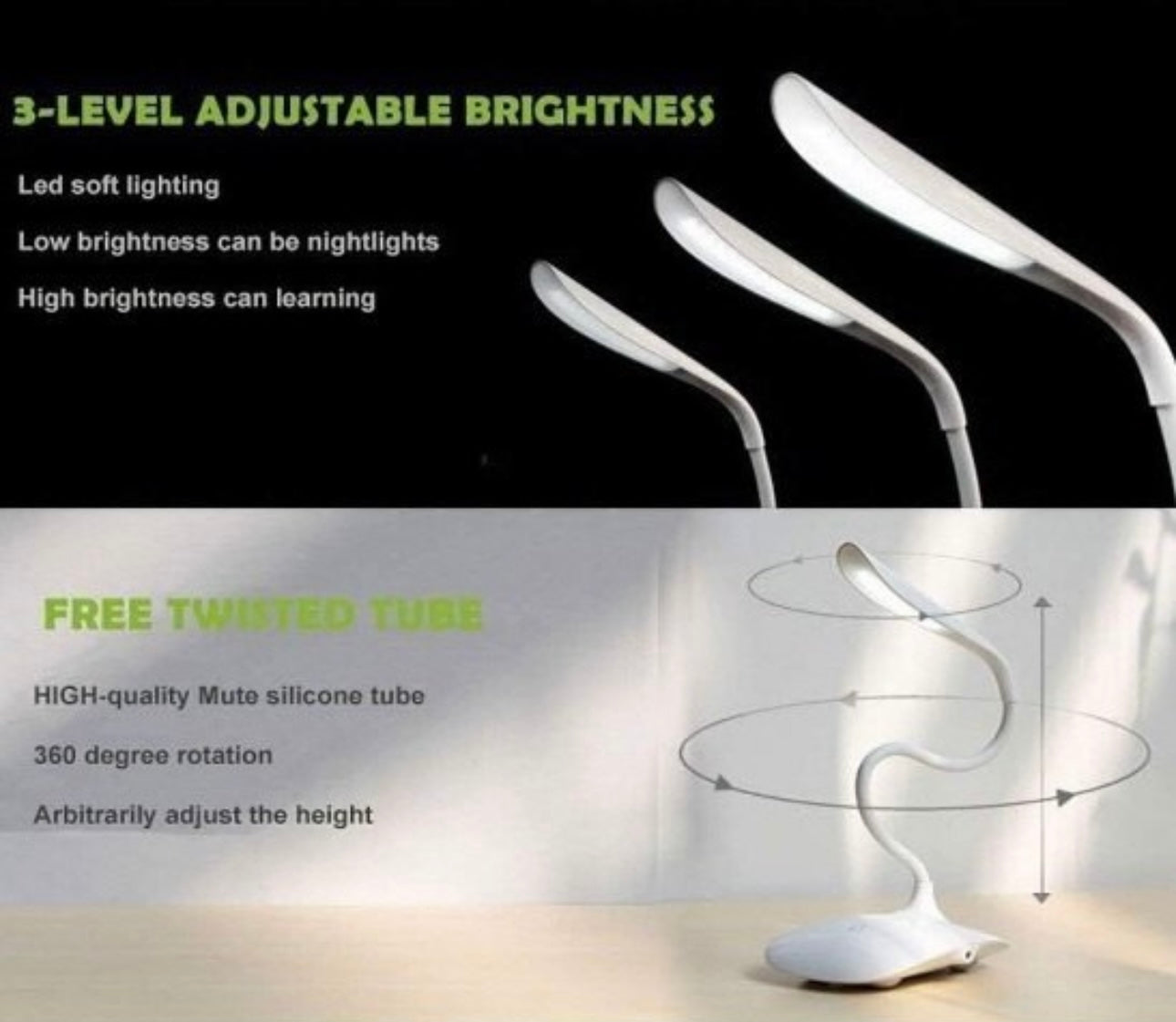 Rechargeable LED Desk Lamp with Touch Control & Dimming