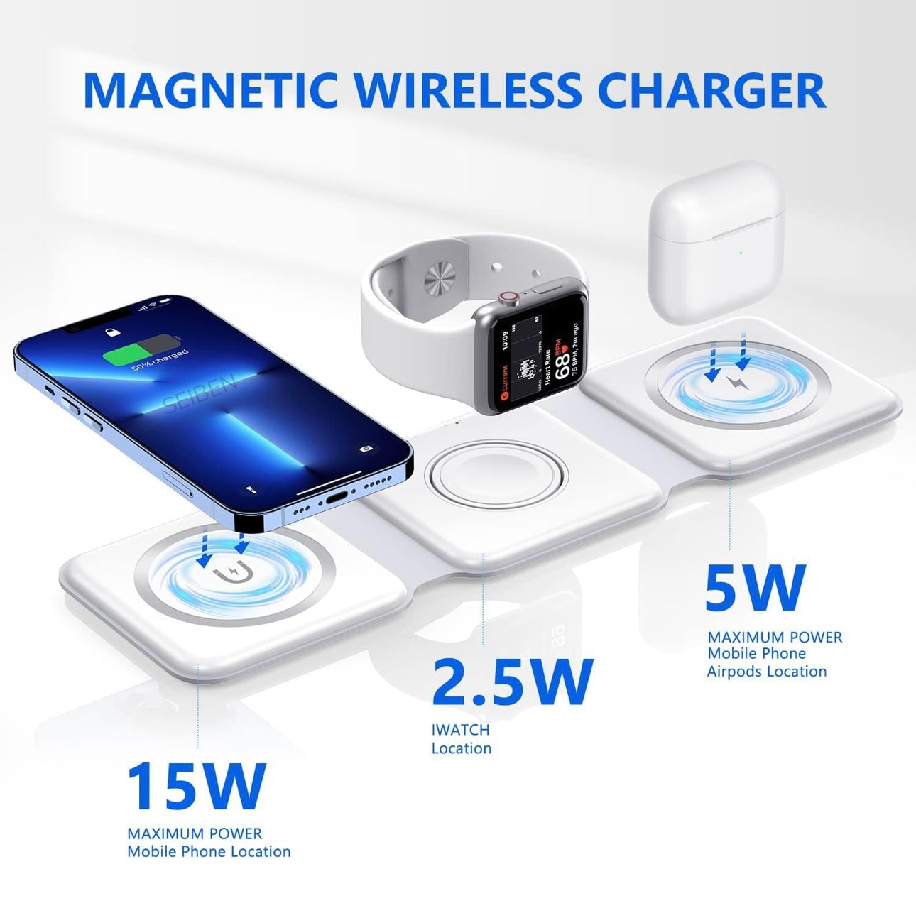 3 IN ONE FOLDABLE WIRELESS CHARGER
