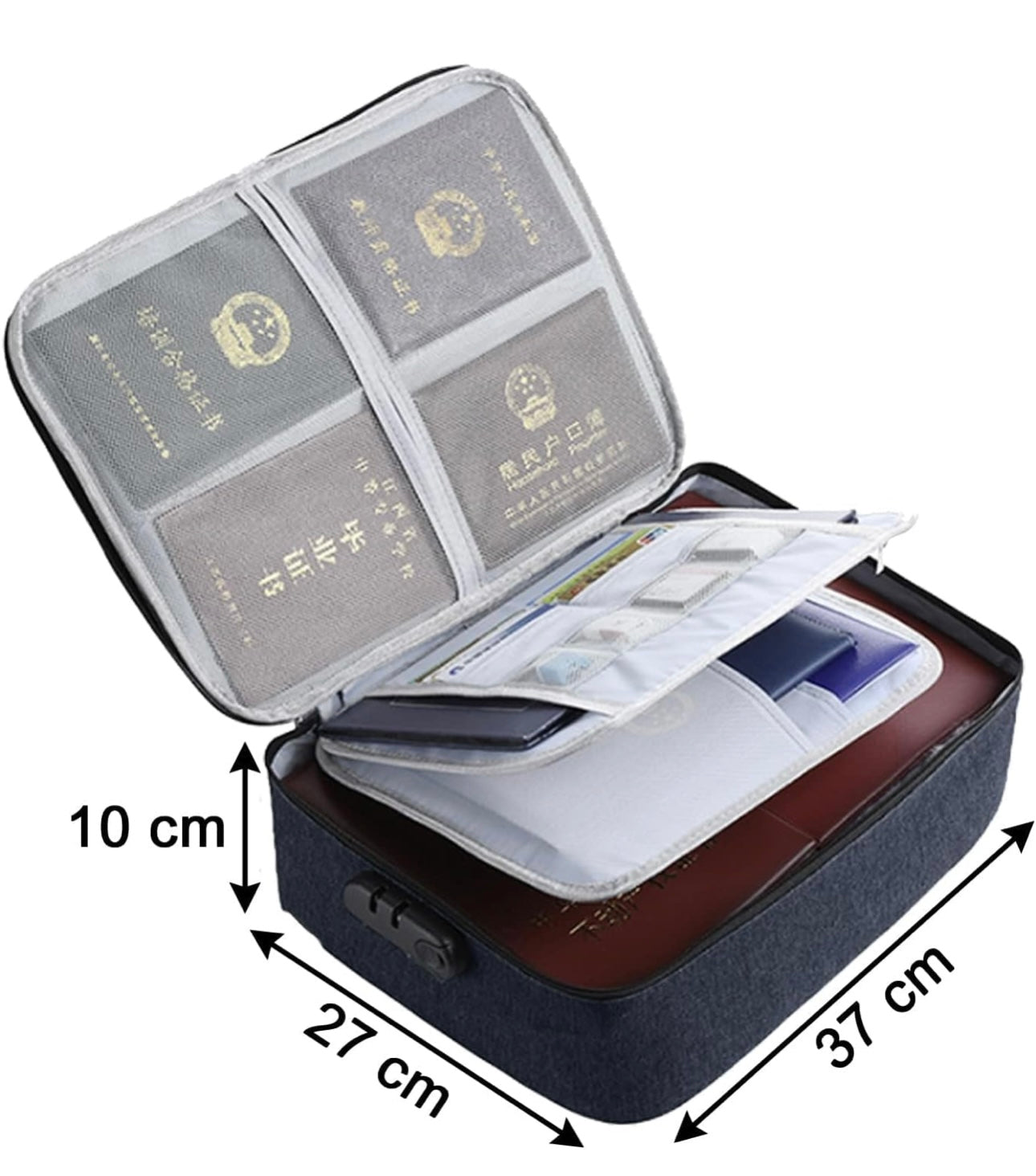 Document Organizer Bag – Multilayer A4 File Folder with Lock | Waterproof, Travel & Office Safe Pouch (Grey)