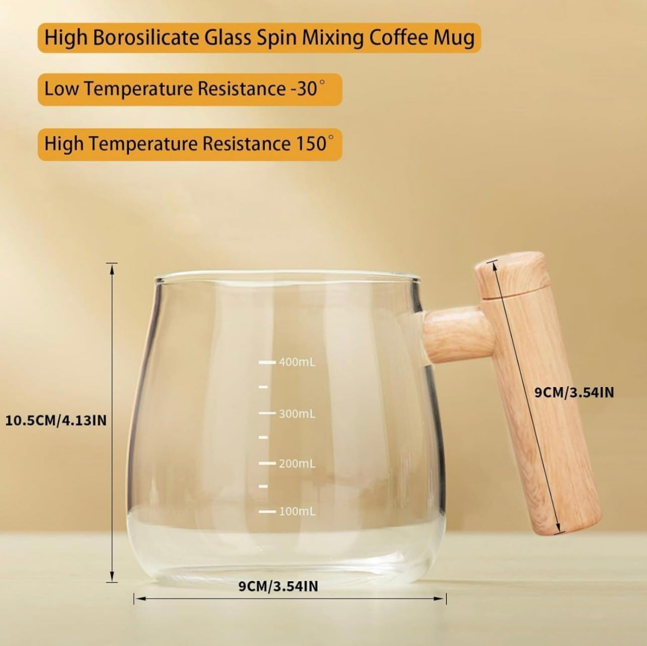 Logizu Self-Stirring Electric Mug – Premium Borosilicate Glass, USB Rechargeable, for Coffee, Milk & Protein Shakes (Transparent)