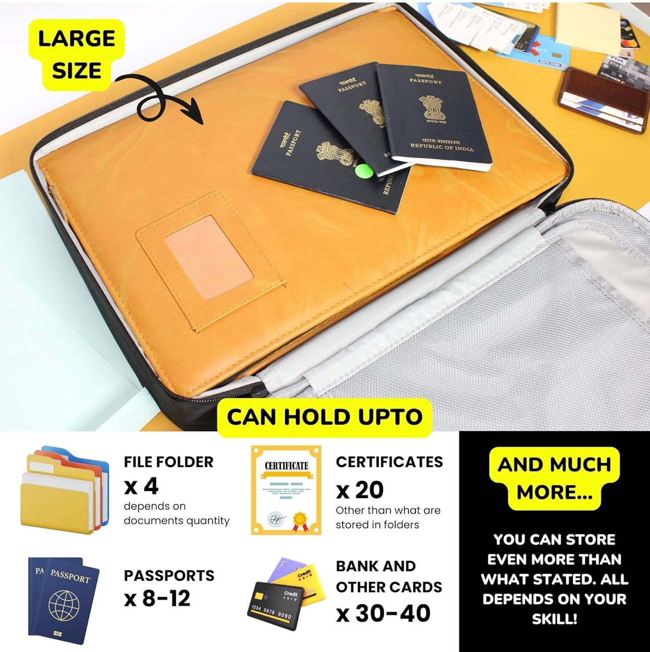 Document Organizer Bag – Multilayer A4 File Folder with Lock | Waterproof, Travel & Office Safe Pouch (Grey)