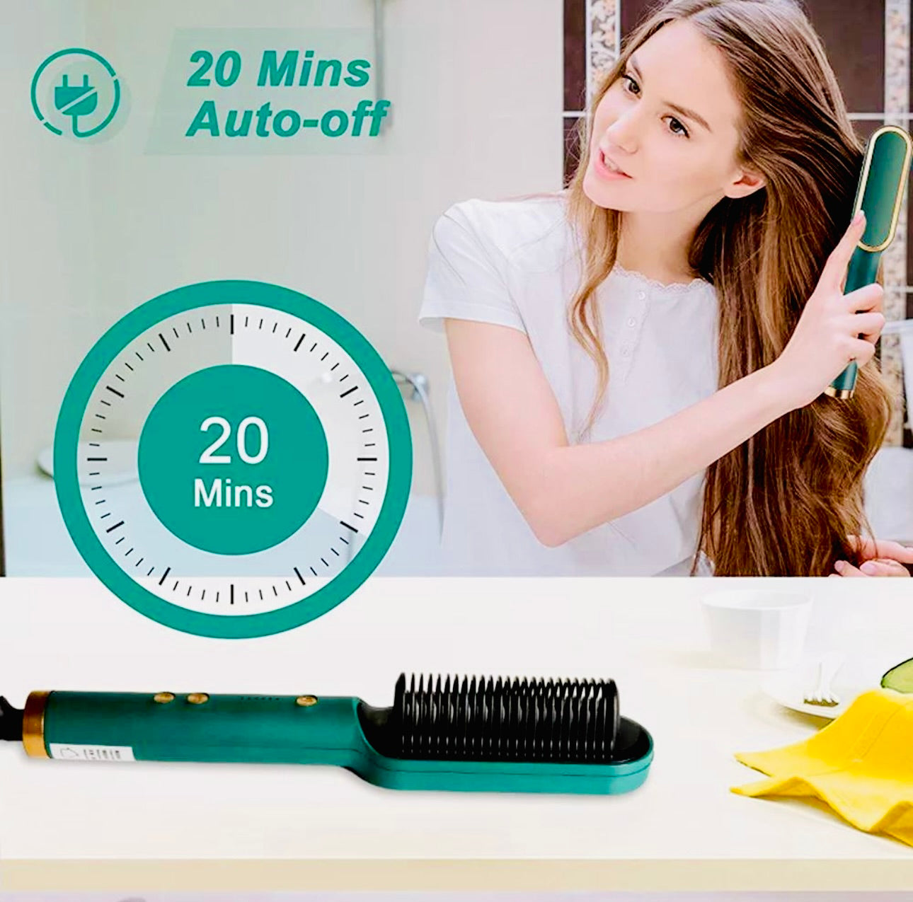 Professional Hair Straightening Brush Comb – 2-in-1 Fast Heating & Anti-Frizz Design