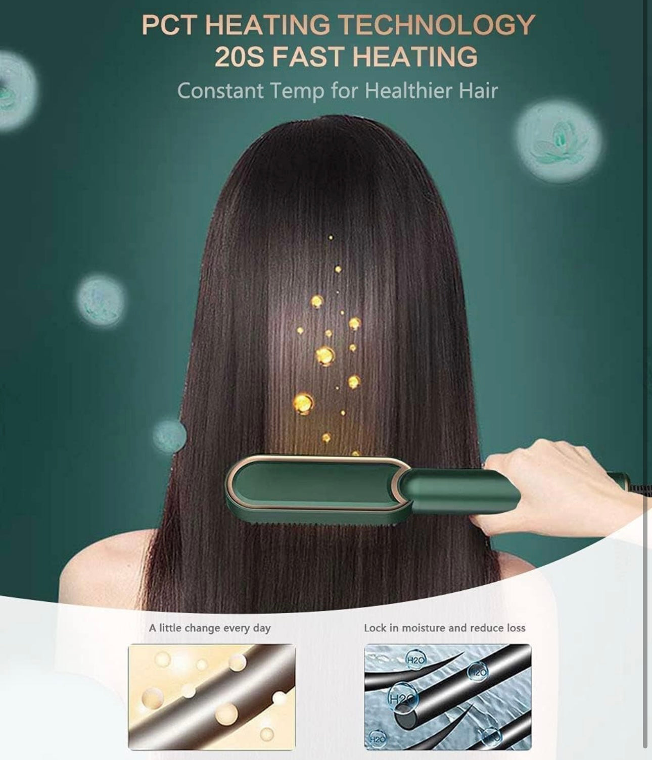 Professional Hair Straightening Brush Comb – 2-in-1 Fast Heating & Anti-Frizz Design
