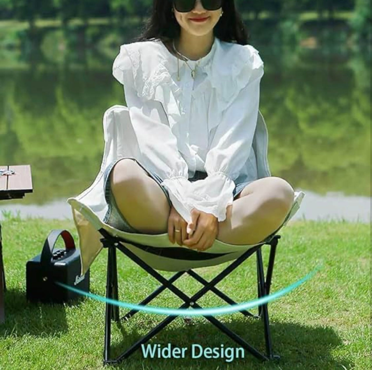 Compact Camping Chair – Portable Folding Moon Chair with Carry Bag, Lightweight & Durable for Outdoor Travel, Picnic, Hiking, Beach, Fishing (Supports 150kg)