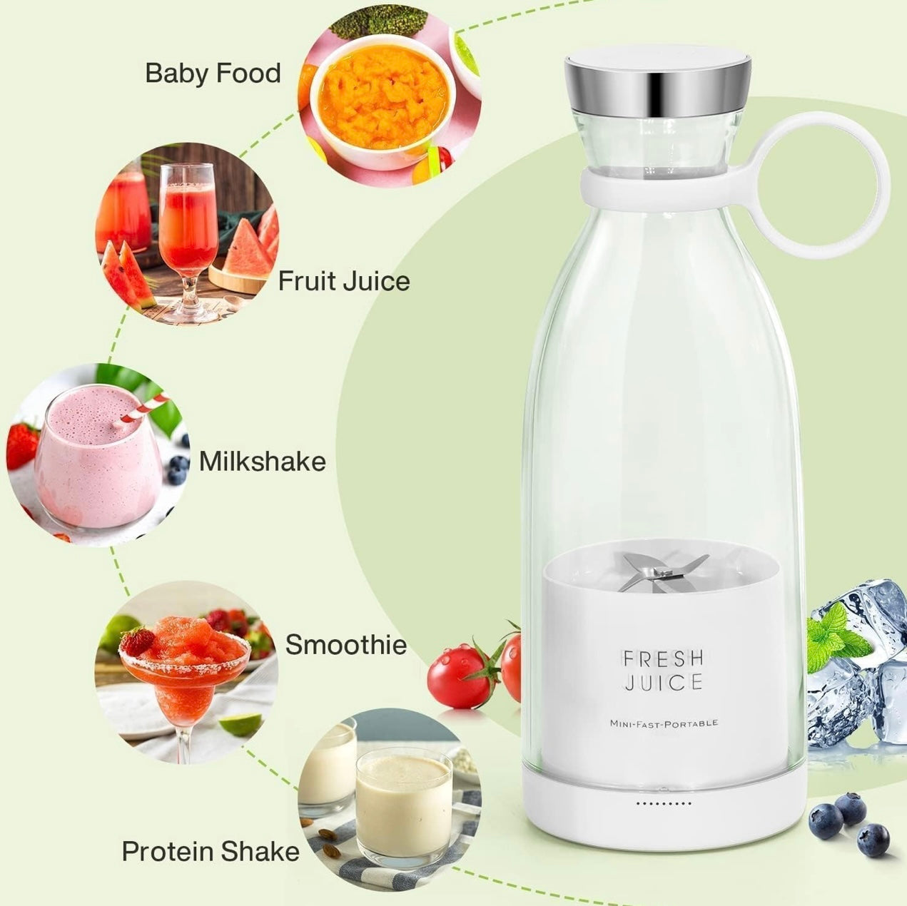 Fresh Juice Portable Blender β USB Rechargeable Smoothie & Shake Maker (60% OFF)