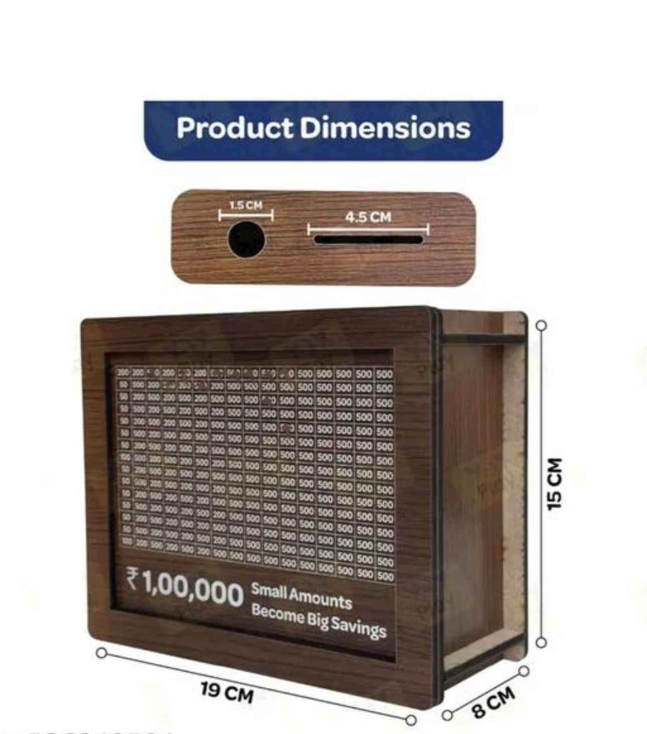 Wooden ₹1,00,000 Money Saving Bank | Note Organizer with Pre-Cut Slots