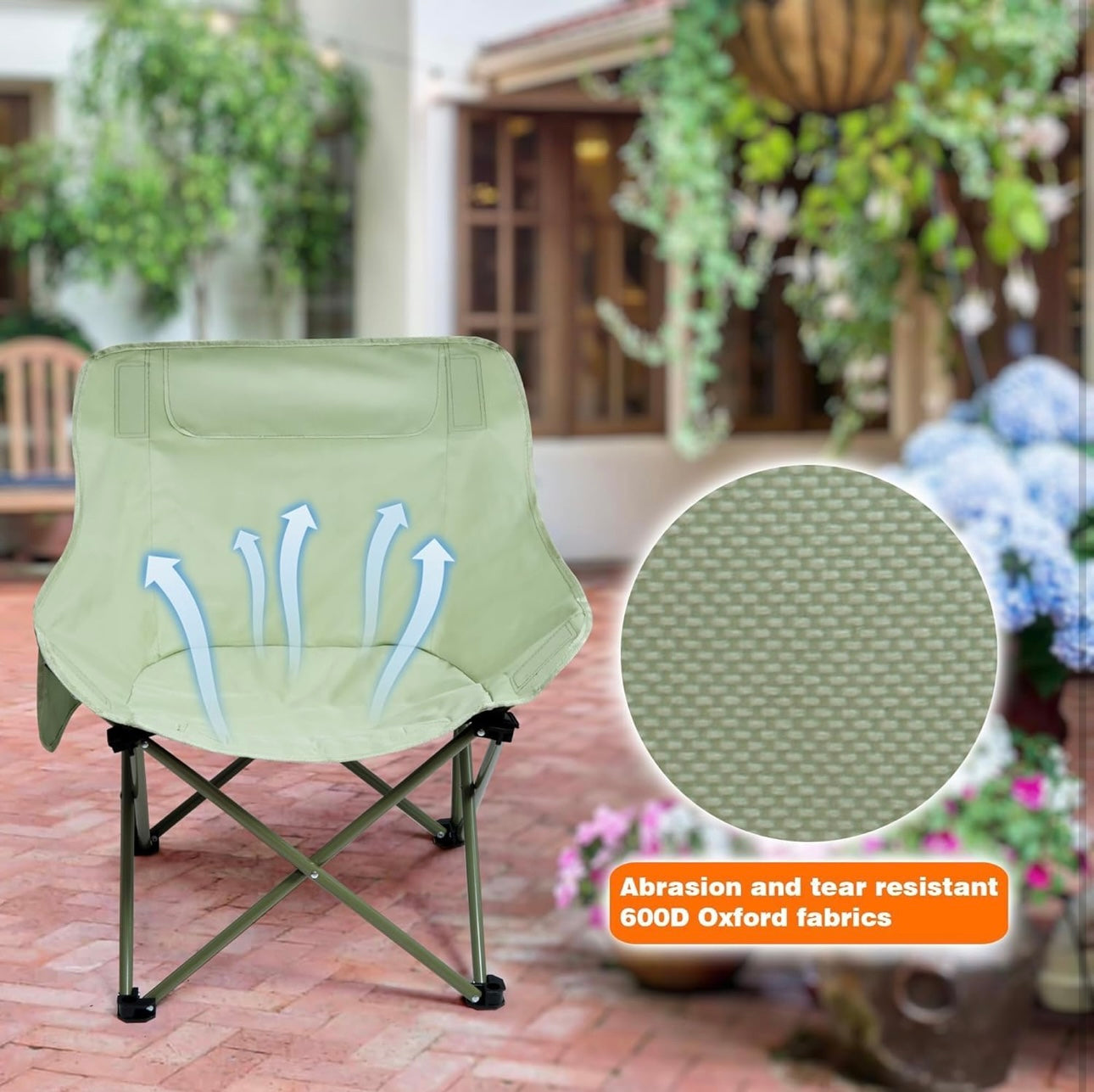Compact Camping Chair – Portable Folding Moon Chair with Carry Bag, Lightweight & Durable for Outdoor Travel, Picnic, Hiking, Beach, Fishing (Supports 150kg)