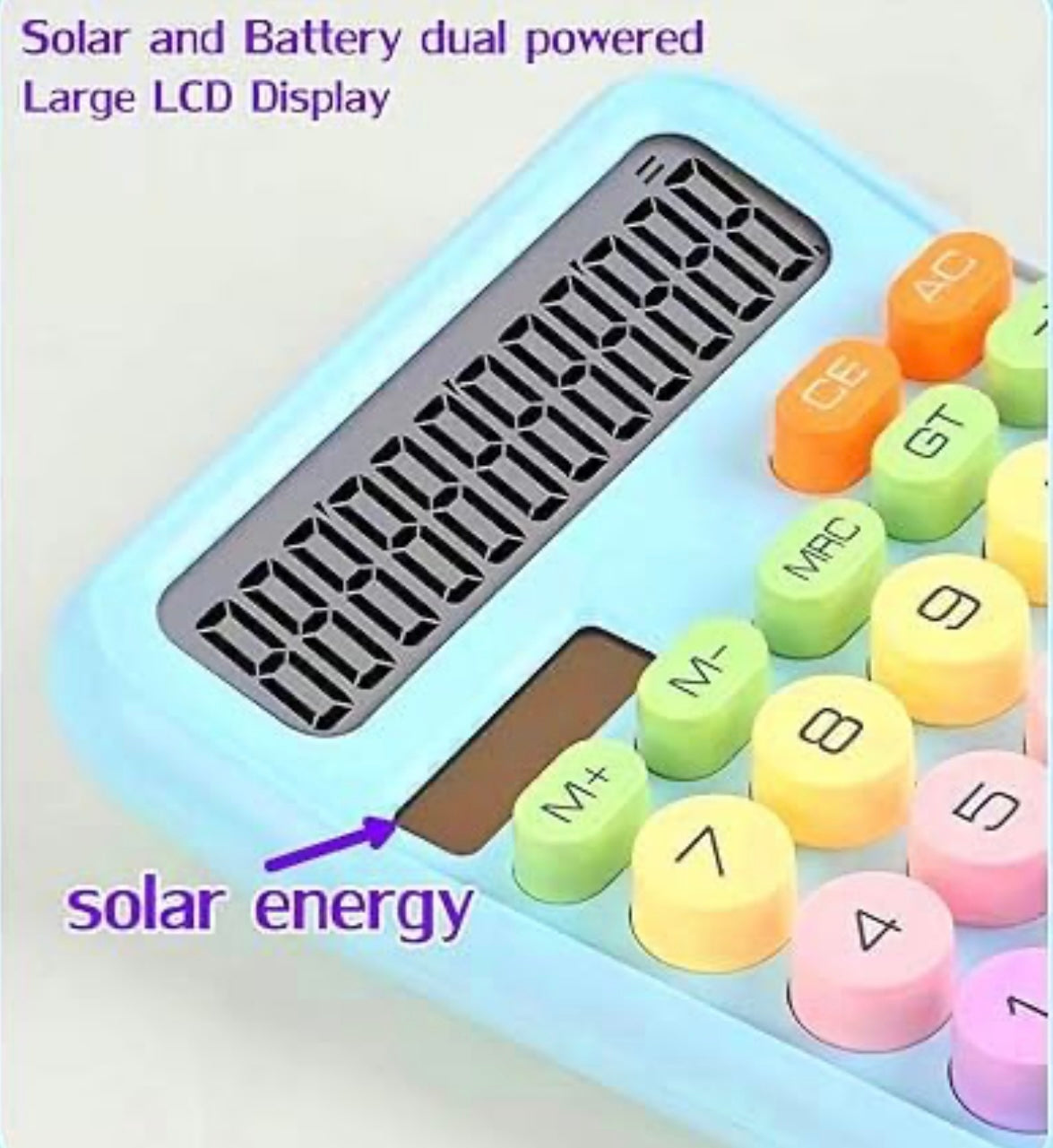 Colorful Candy Electronic Calculator ā 12 Digits LCD Display, Big Buttons, Cute Bubble Design