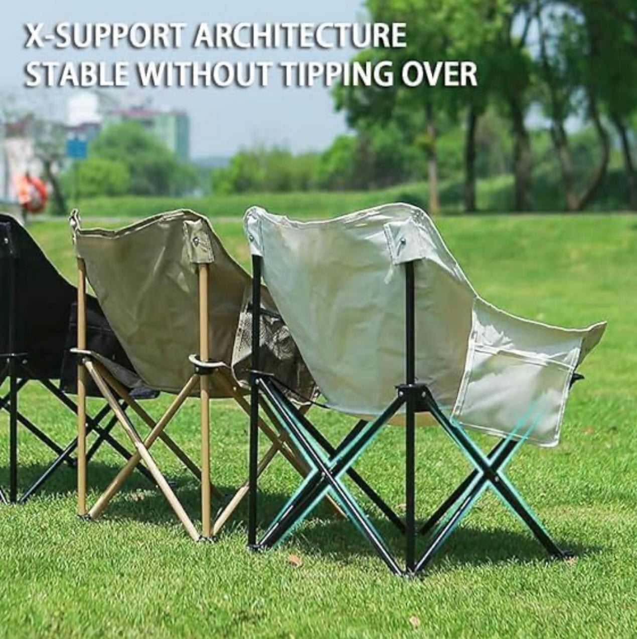 Compact Camping Chair – Portable Folding Moon Chair with Carry Bag, Lightweight & Durable for Outdoor Travel, Picnic, Hiking, Beach, Fishing (Supports 150kg)