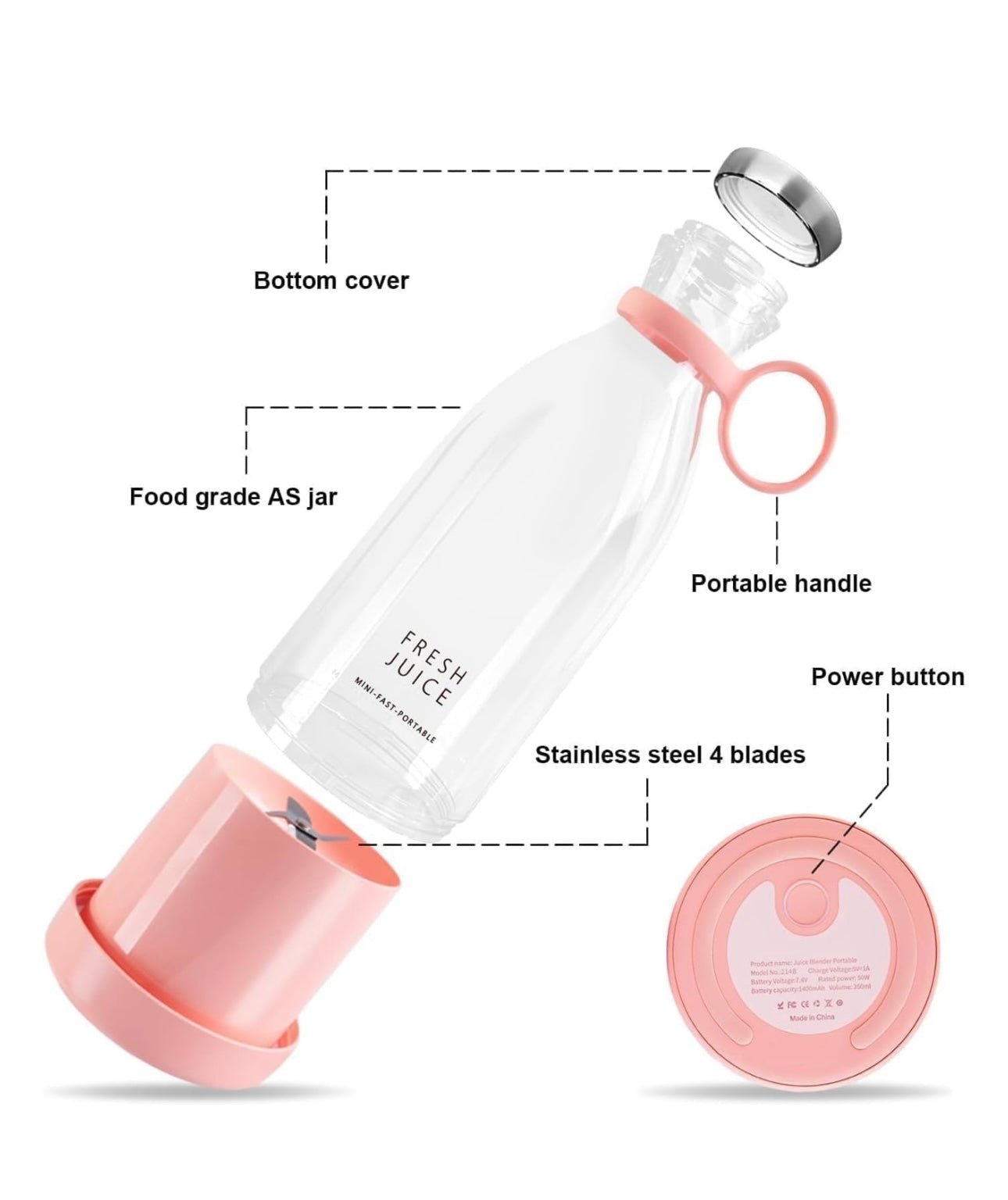 Fresh Juice Portable Blender β USB Rechargeable Smoothie & Shake Maker (60% OFF)