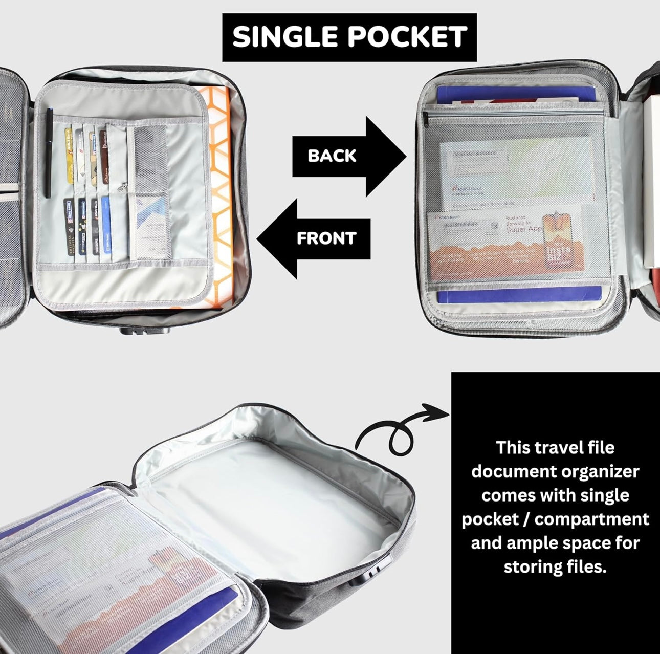 Document Organizer Bag – Multilayer A4 File Folder with Lock | Waterproof, Travel & Office Safe Pouch (Grey)