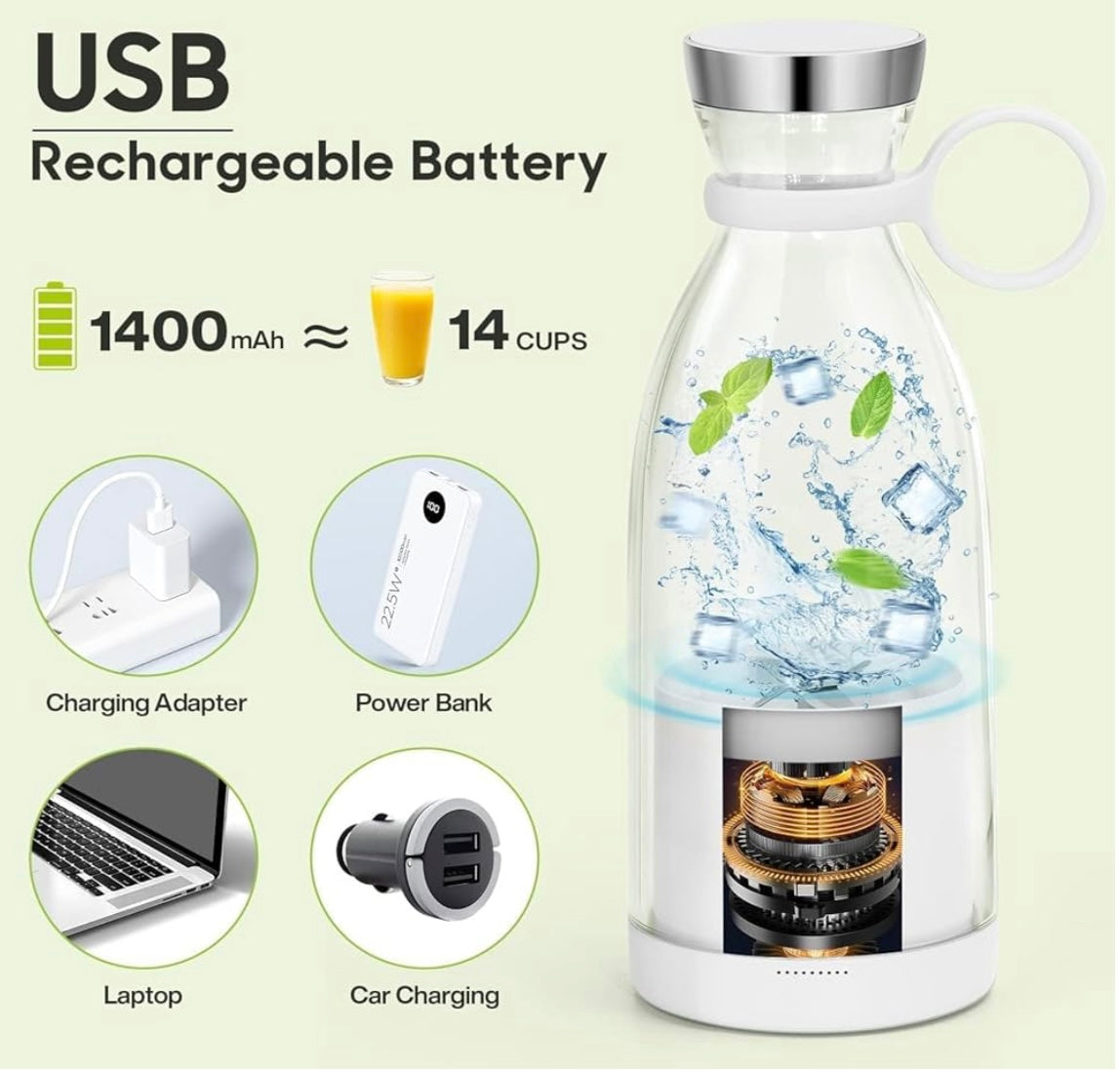 Fresh Juice Portable Blender β USB Rechargeable Smoothie & Shake Maker (60% OFF)