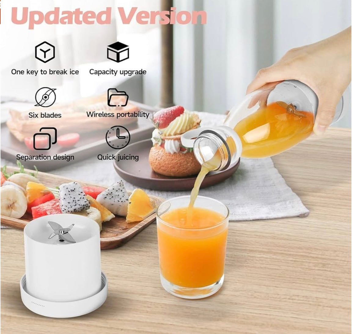 Fresh Juice Portable Blender β USB Rechargeable Smoothie & Shake Maker (60% OFF)
