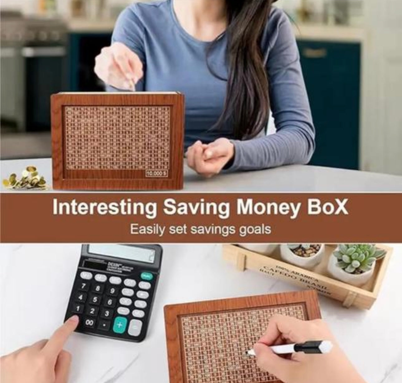 Wooden ₹1,00,000 Money Saving Bank | Note Organizer with Pre-Cut Slots