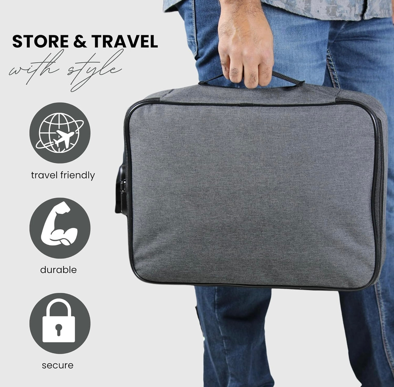 Document Organizer Bag – Multilayer A4 File Folder with Lock | Waterproof, Travel & Office Safe Pouch (Grey)