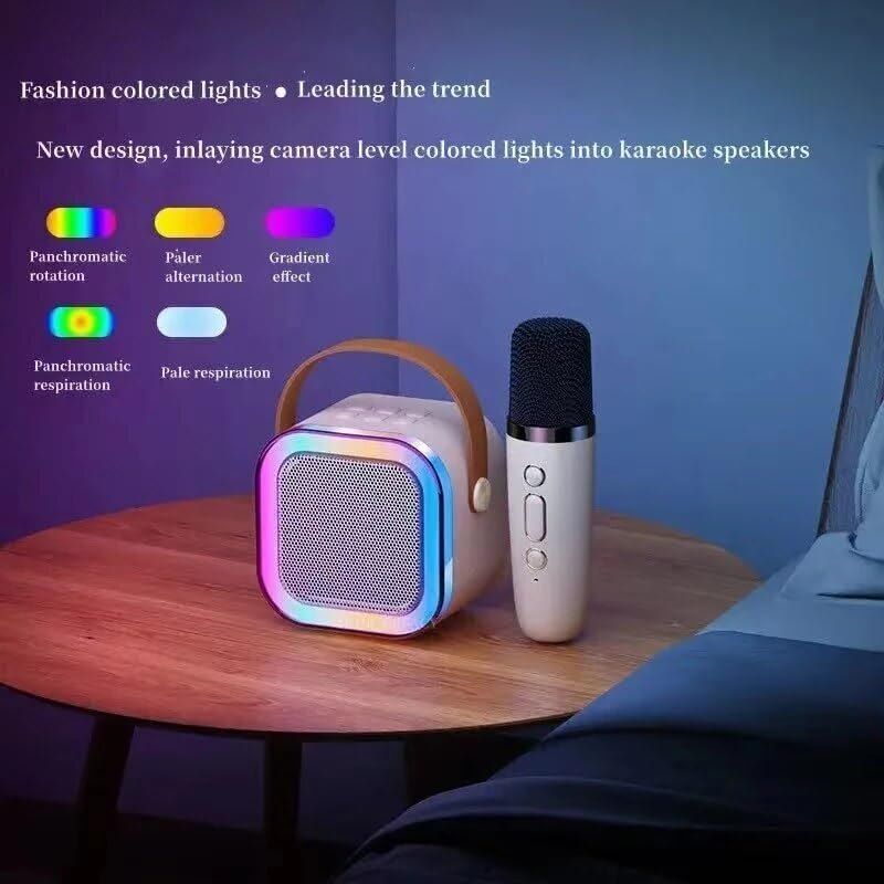 Rainbow LED Wireless Karaoke Speaker with Mic | 5 Voice Effects | Bluetooth 5.3 | Portable RGB Soundbox