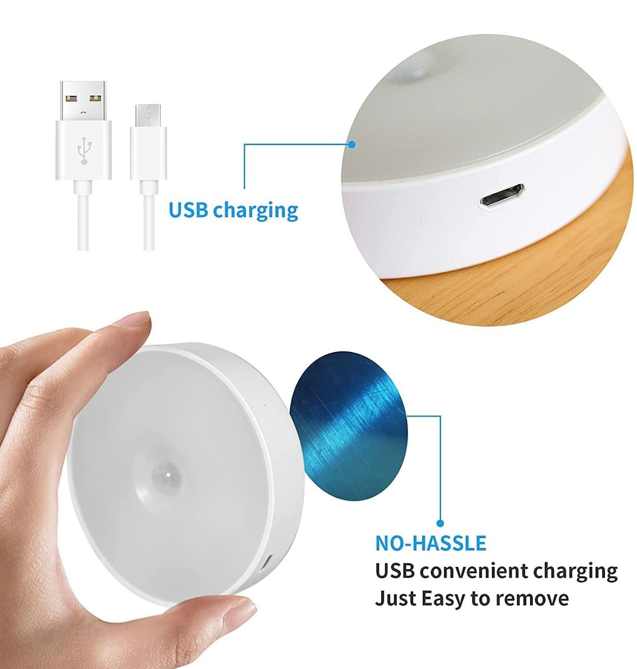 Smart Motion Sensor LED Night Lamp – Rechargeable & Wall Mount | Auto ON/OFF