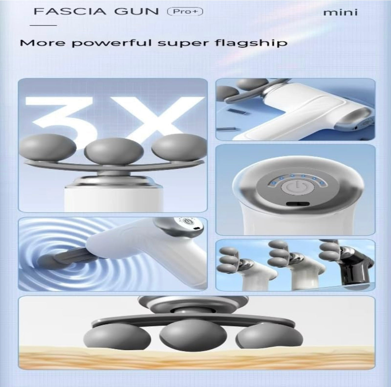 Fascia Massage Gun – Deep Tissue Percussion Massager with 4 Heads & Adjustable Speed