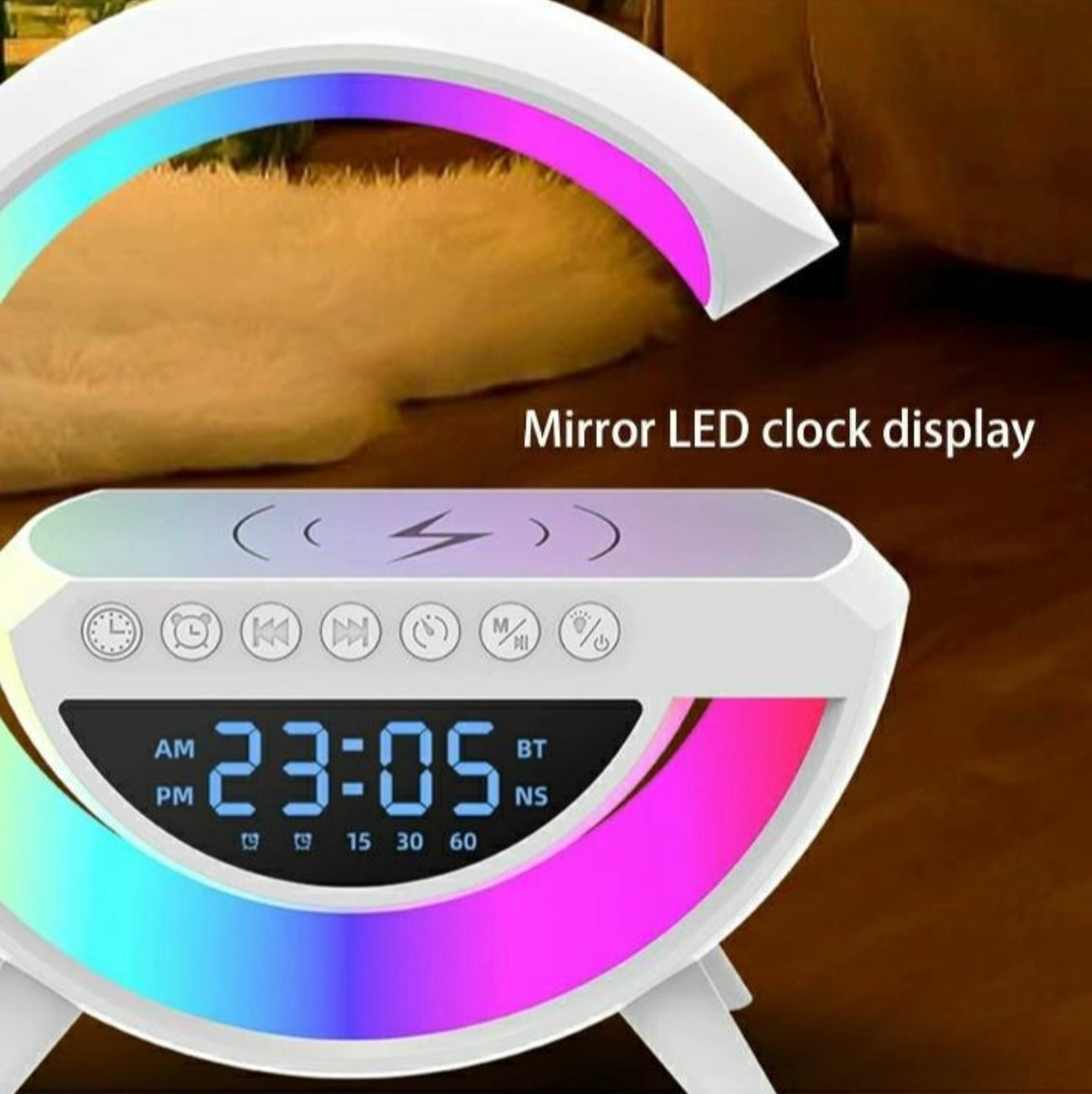 BT-3401 LED Wireless Charging Bluetooth Speaker with Digital Clock & Ambient Light