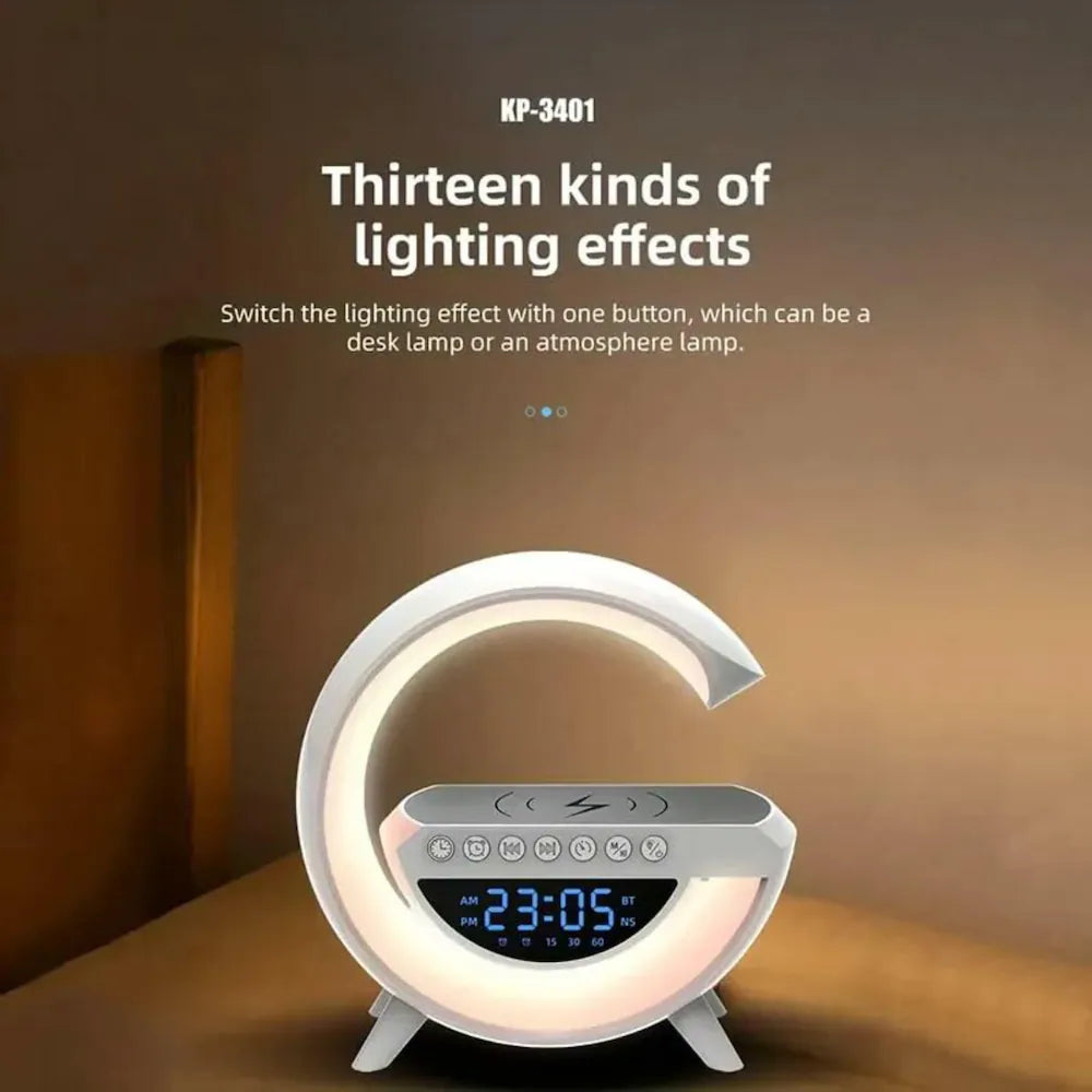 BT-3401 LED Wireless Charging Bluetooth Speaker with Digital Clock & Ambient Light