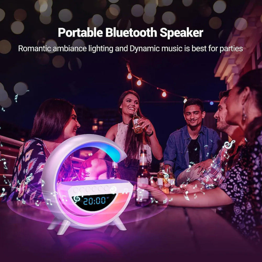 BT-3401 LED Wireless Charging Bluetooth Speaker with Digital Clock & Ambient Light