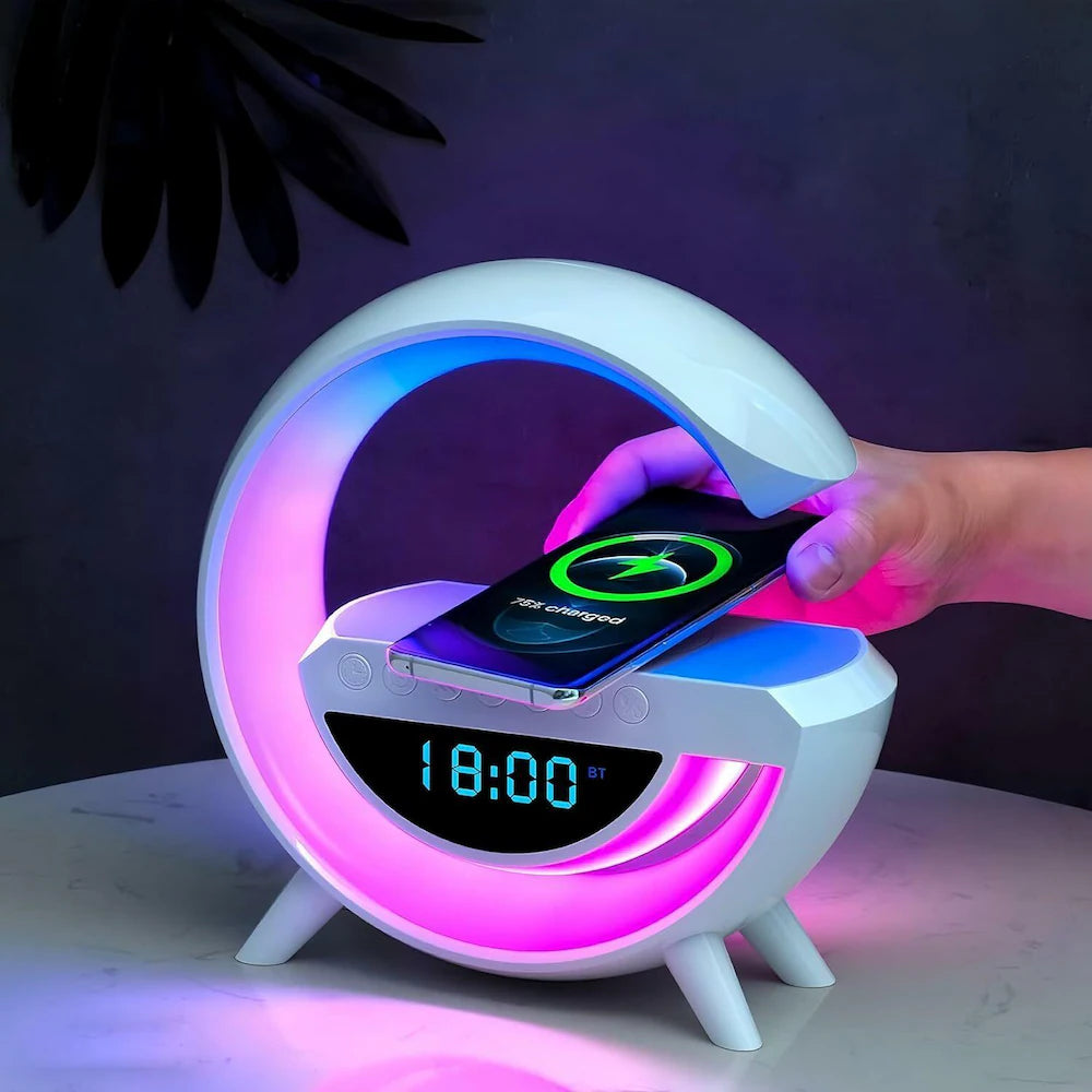 BT-3401 LED Wireless Charging Bluetooth Speaker with Digital Clock & Ambient Light