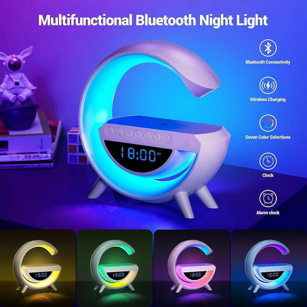 BT-3401 LED Wireless Charging Bluetooth Speaker with Digital Clock & Ambient Light