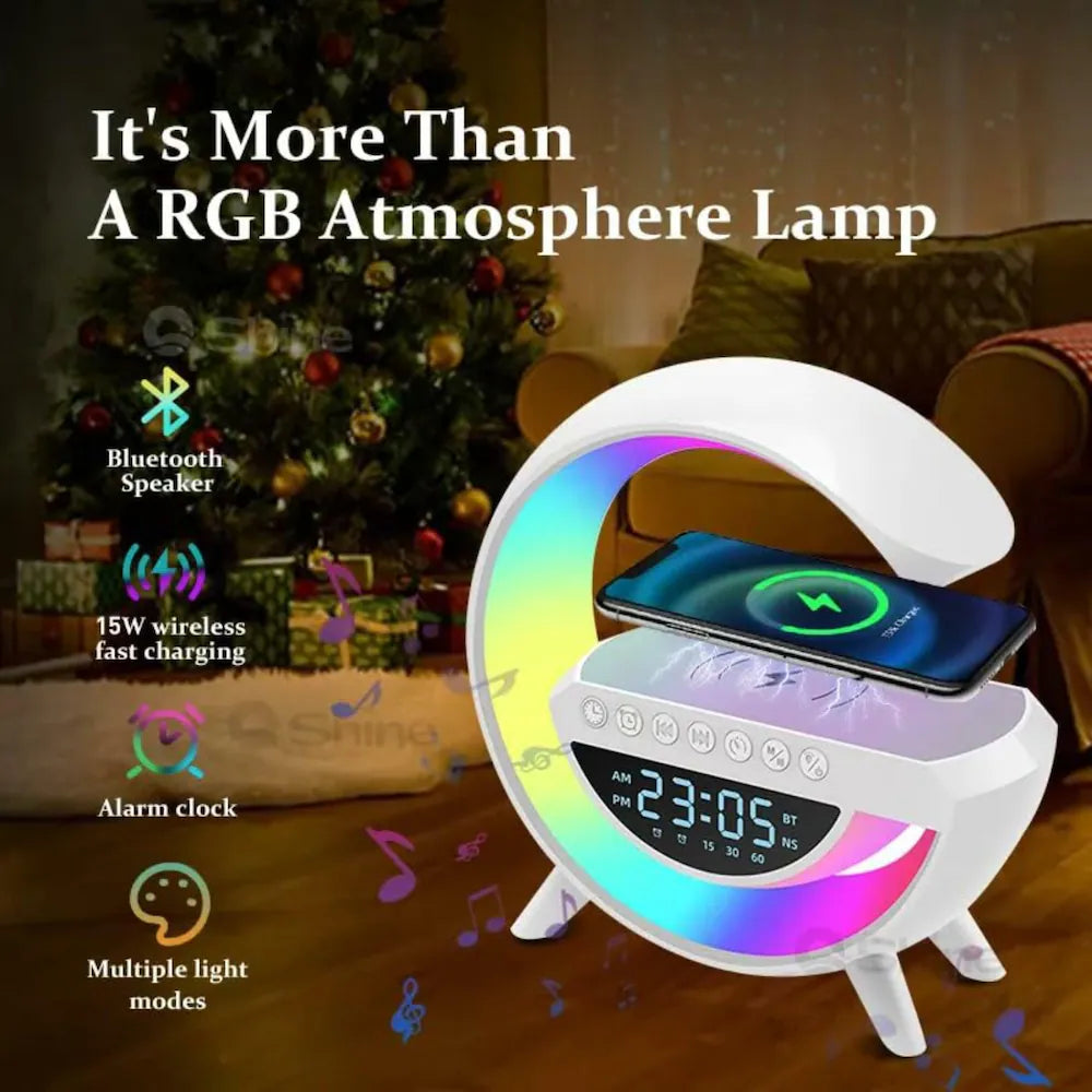 BT-3401 LED Wireless Charging Bluetooth Speaker with Digital Clock & Ambient Light