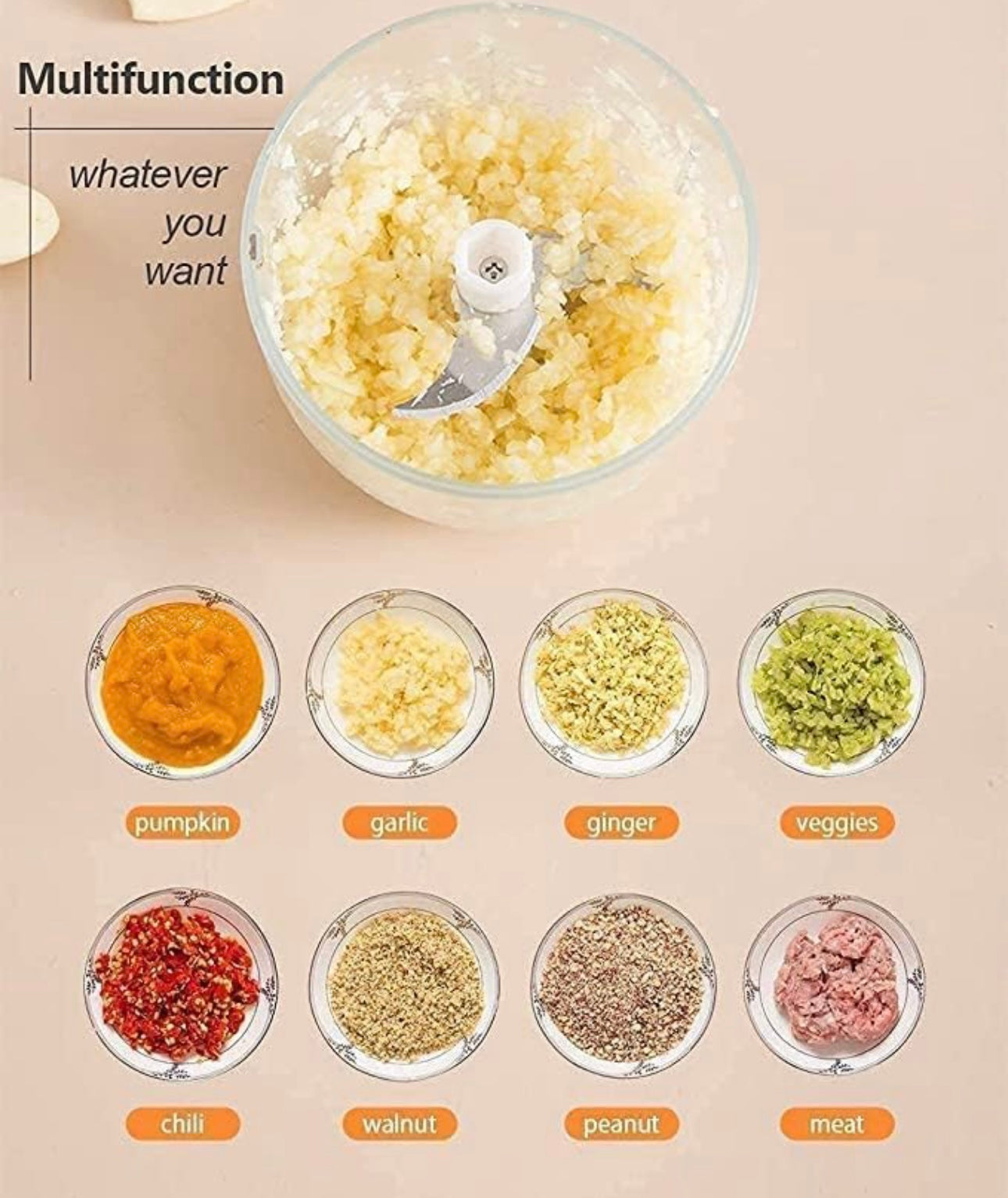 Portable Mini Electric Garlic Chopper | USB Rechargeable | Quick Veg Cutter for Kitchen