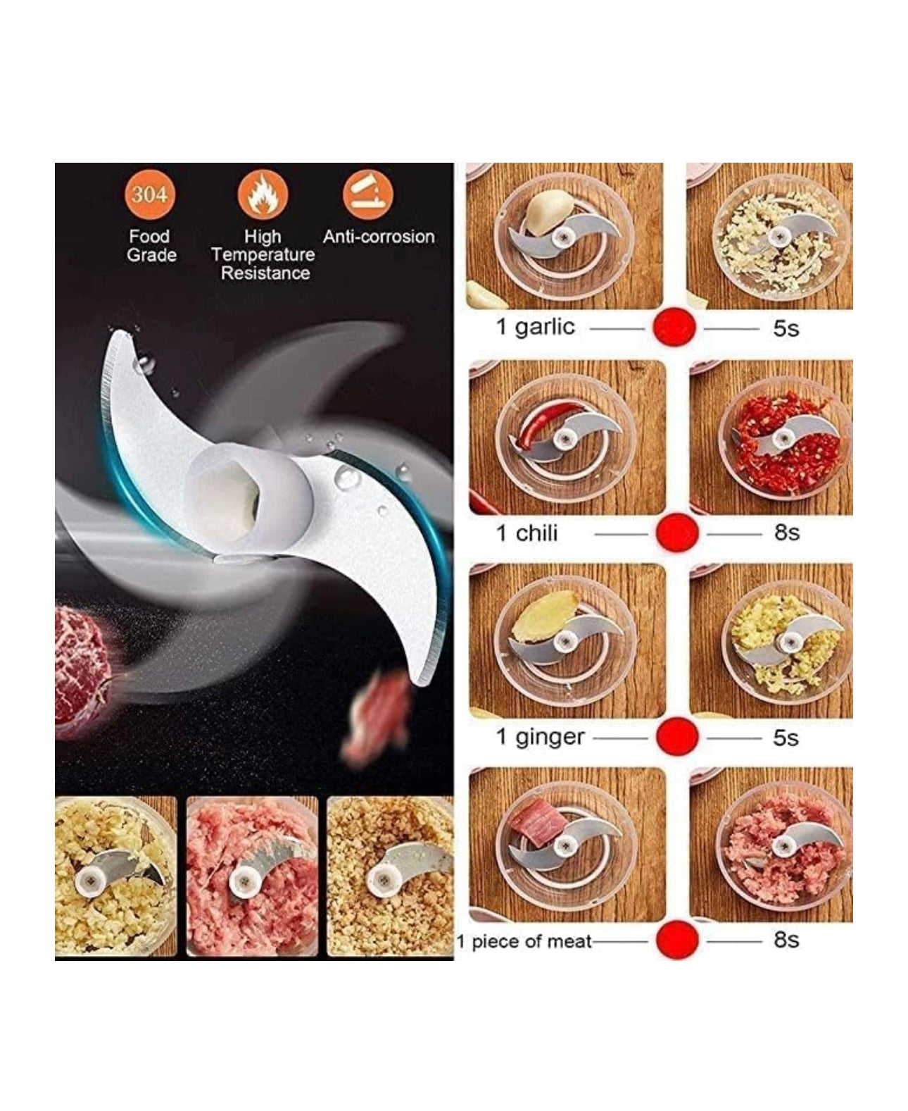 Portable Mini Electric Garlic Chopper | USB Rechargeable | Quick Veg Cutter for Kitchen